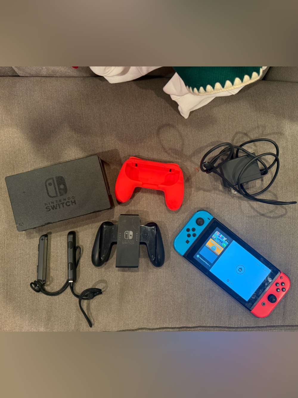 Nintendo Switch Console with Blue & Red Joy-Con and Accessories